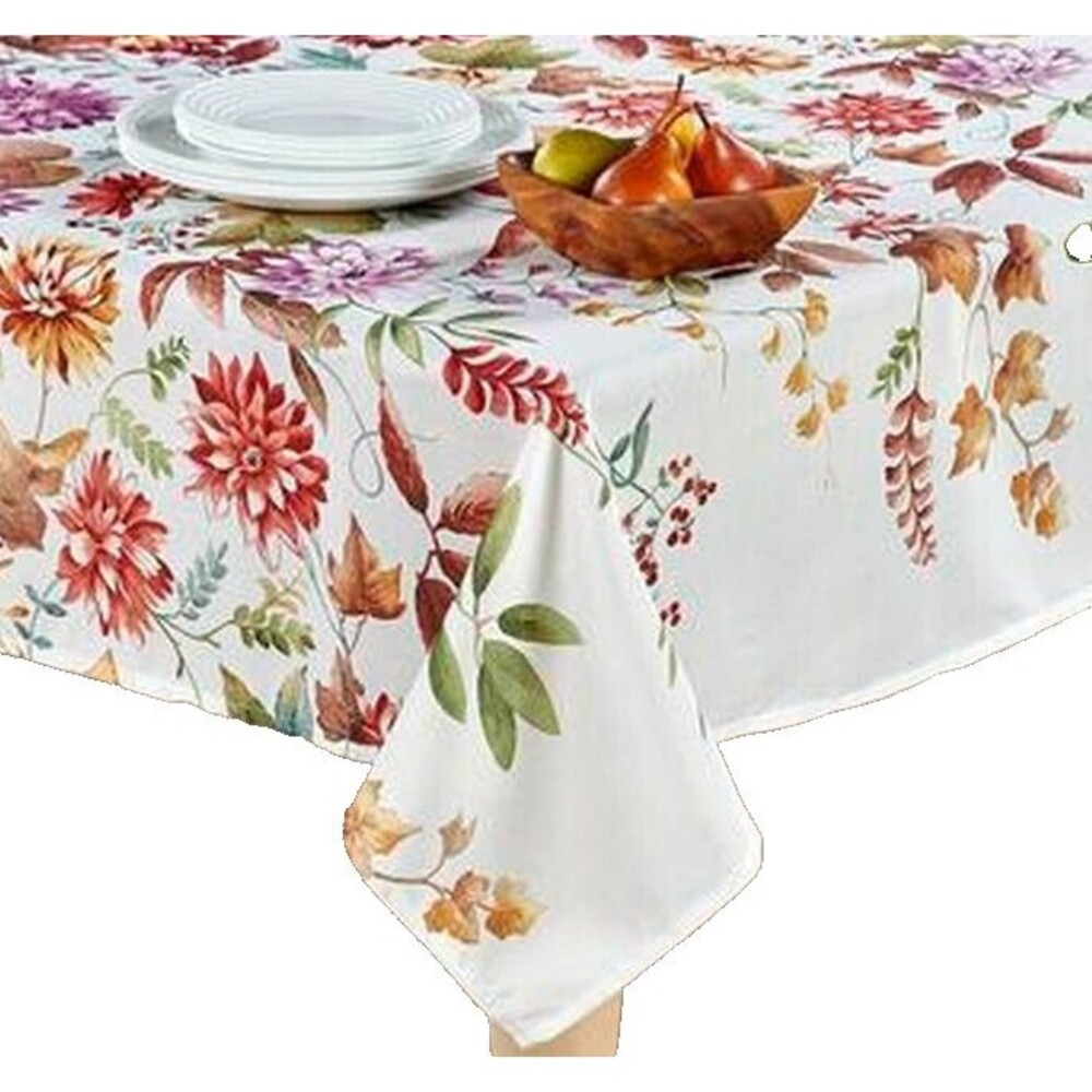 Printed Fabric Tablecloth,60"x84"Oval(6-8 ppl) FLOWERS & LEAVES,FALL BLOSSOMS,BM